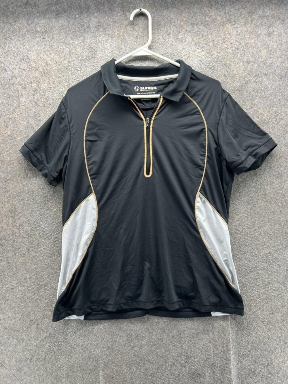 Sunice Polo Shirt Womens XL Black Short Sleeve 1/4 Zip Golf Athletic Top